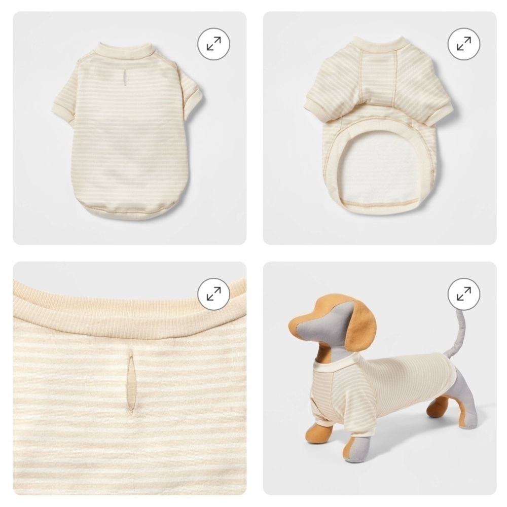 Stripe Lightweight Dog Sweatshirt - Cream - Boots & Barkley Size: XS c…